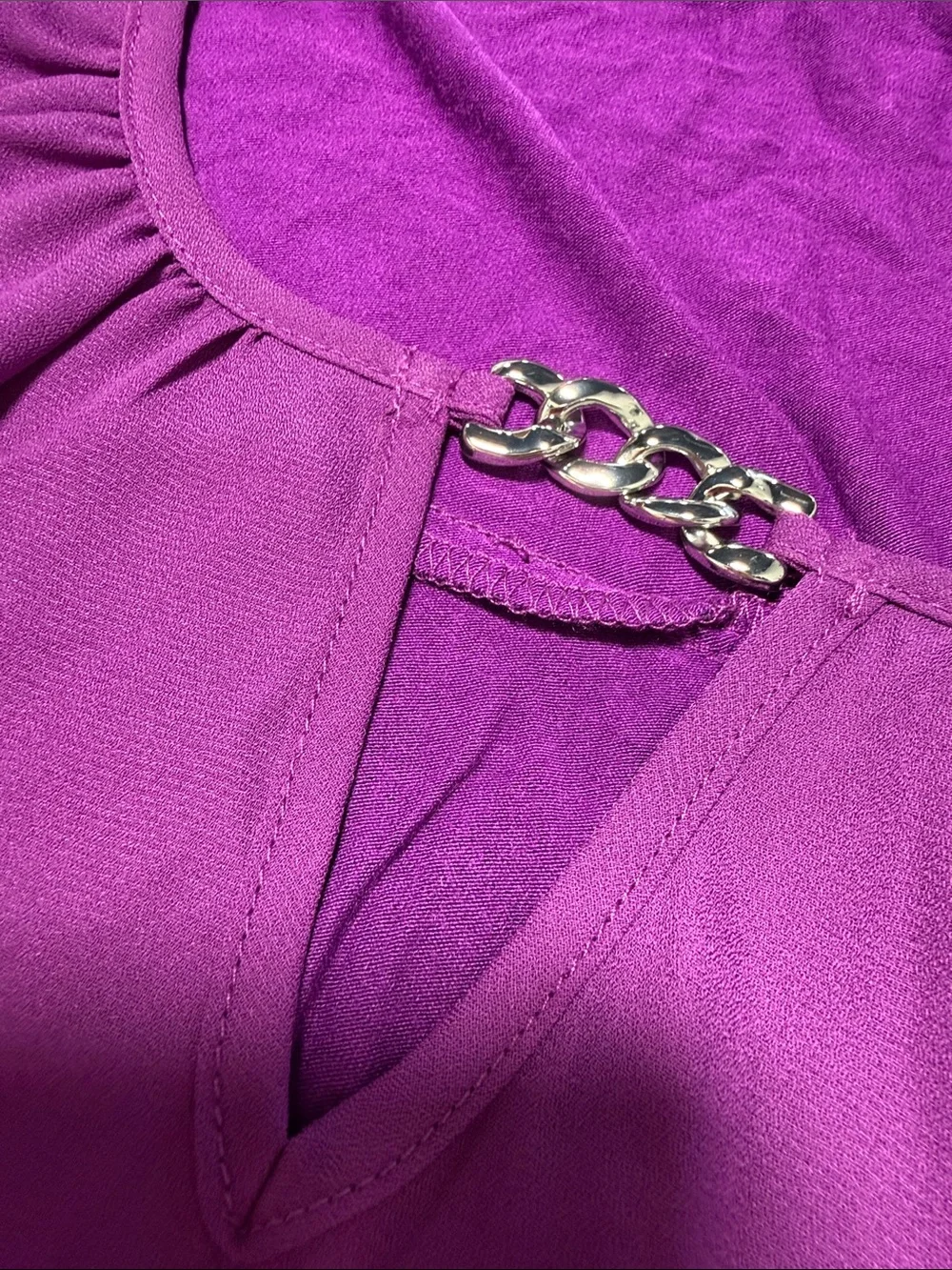 FORTUNE + IVY Wallingford Keyhole Blouse Purple - L - Picture 8 of 12